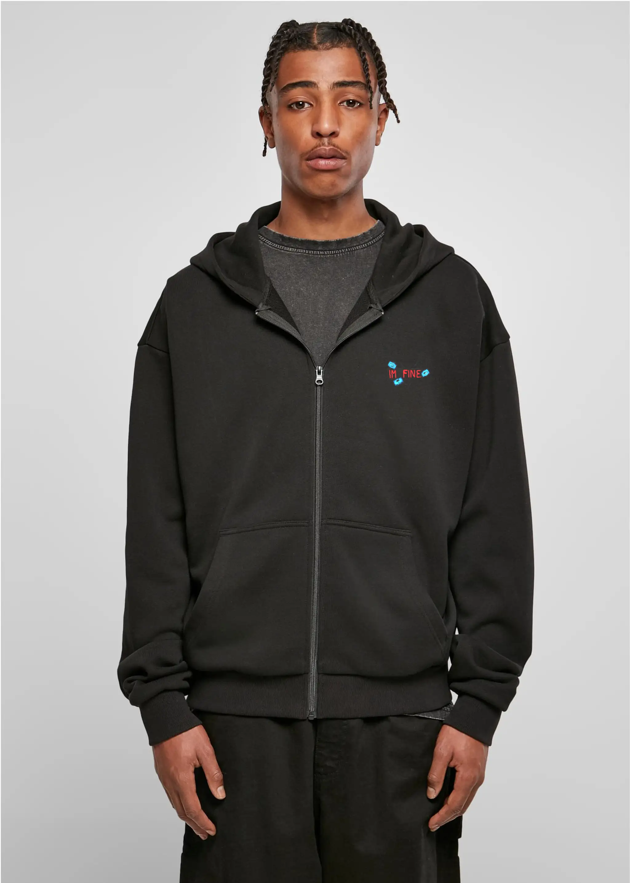 I'm Fine - heavy oversized ZIP-Hoodie 500GSM
