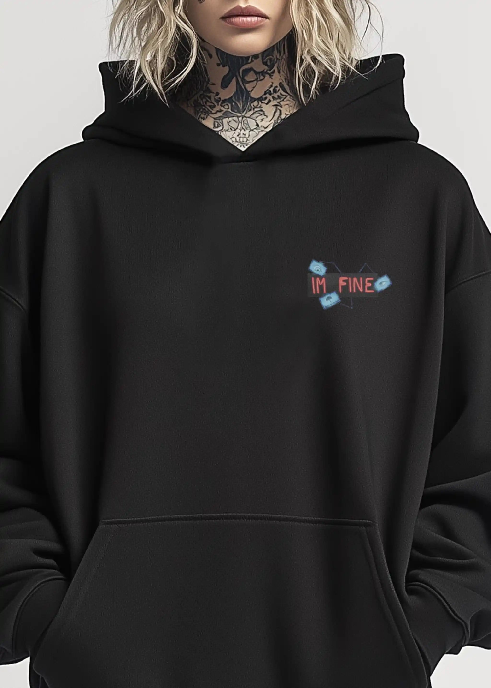 I'M FINE - heavy oversized Hoodie 500GSM (upgraded Version)